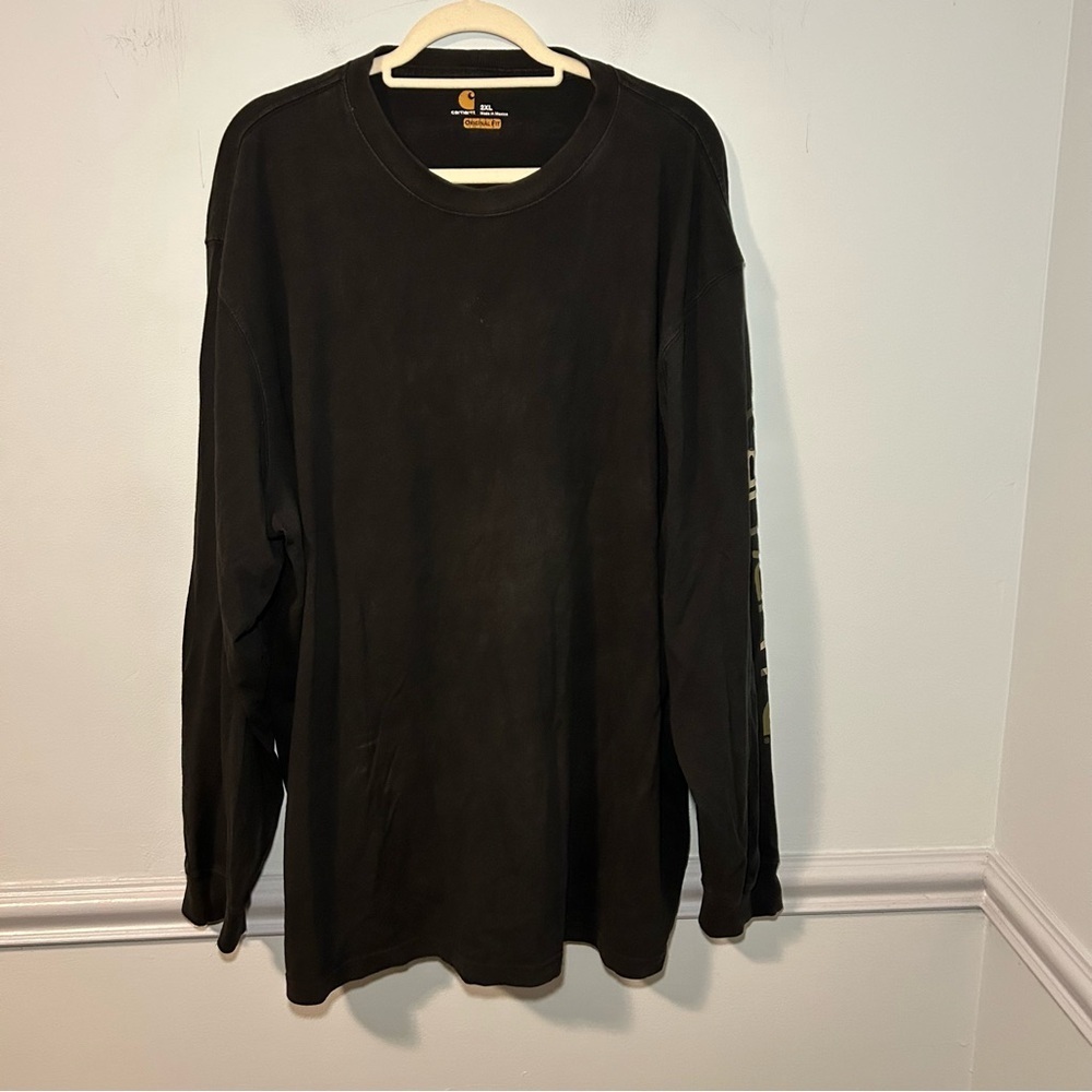 Carhartt Black & Camo Print Original Fit Long Sleeve Crew Neck Size 2XL